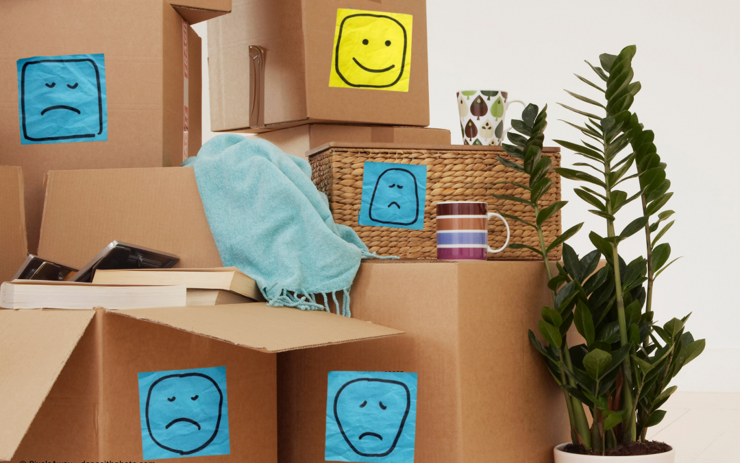 Umzugskisten und negative und positive Smileys